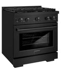 ZLINE 30 in. 4.2 cu. ft. Paramount Dual Fuel Range with 4 Burner Gas Cooktop and Electric Convection Oven in Black Stainless Steel (SDRB-30)