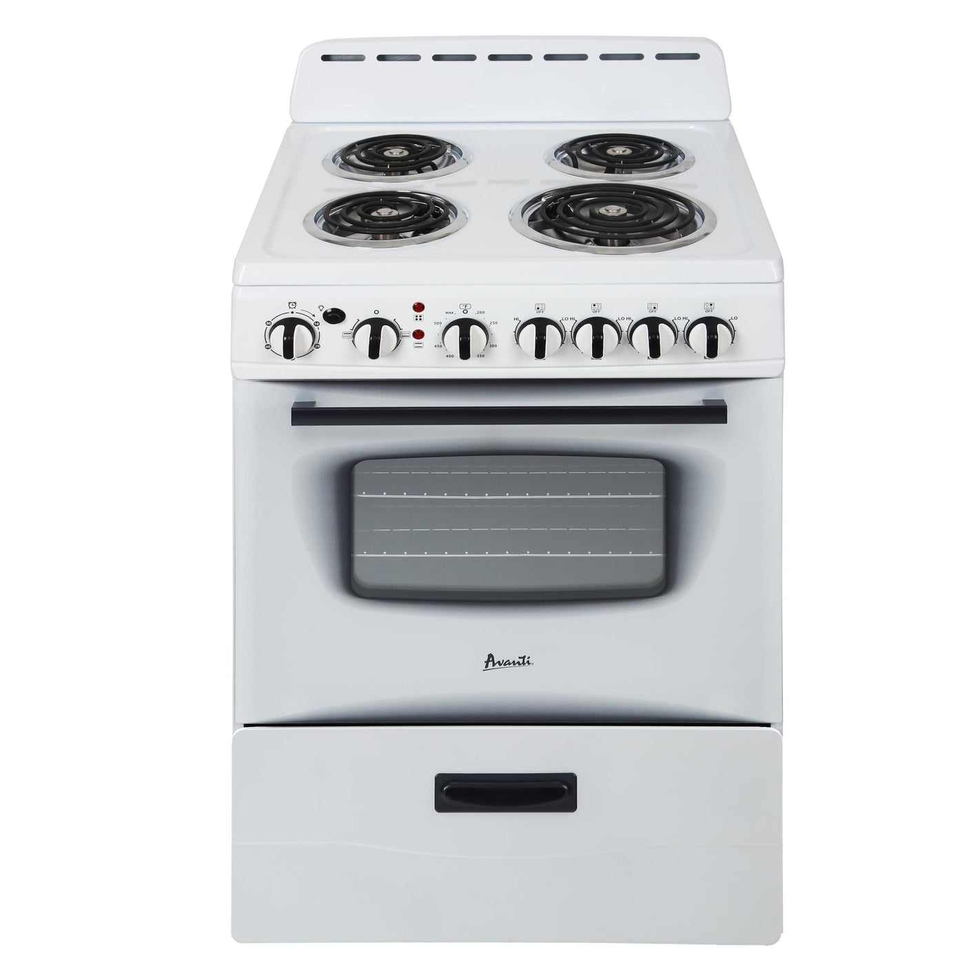 Avanti 24" Electric Range Oven with Framed Glass Door - White / 2.6 cu. ft.