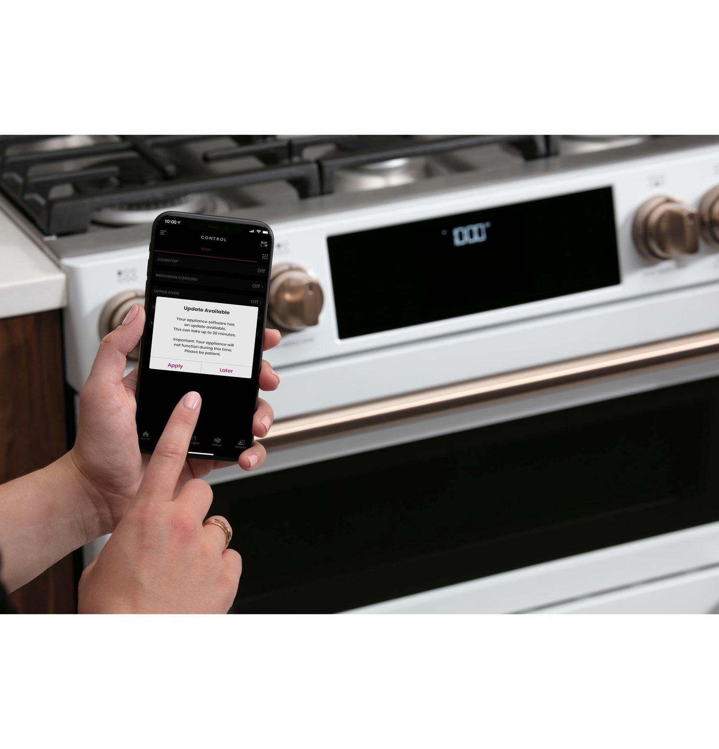 Café™ 30" Smart Slide-In, Front-Control, Gas Double-Oven Range with Convection