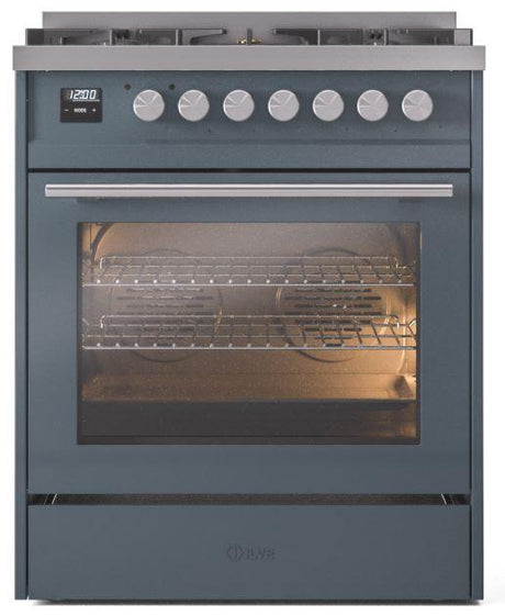 Professional Plus II 30 Inch Dual Fuel Liquid Propane Freestanding Range in Blue Grey with Trim