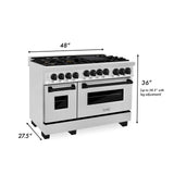 ZLINE Autograph Edition 48" 6.0 cu. ft. Range with Gas Stove and Gas Oven in DuraSnow Stainless Steel with Accents (RGSZ-SN-48) [Color: Matte Black]