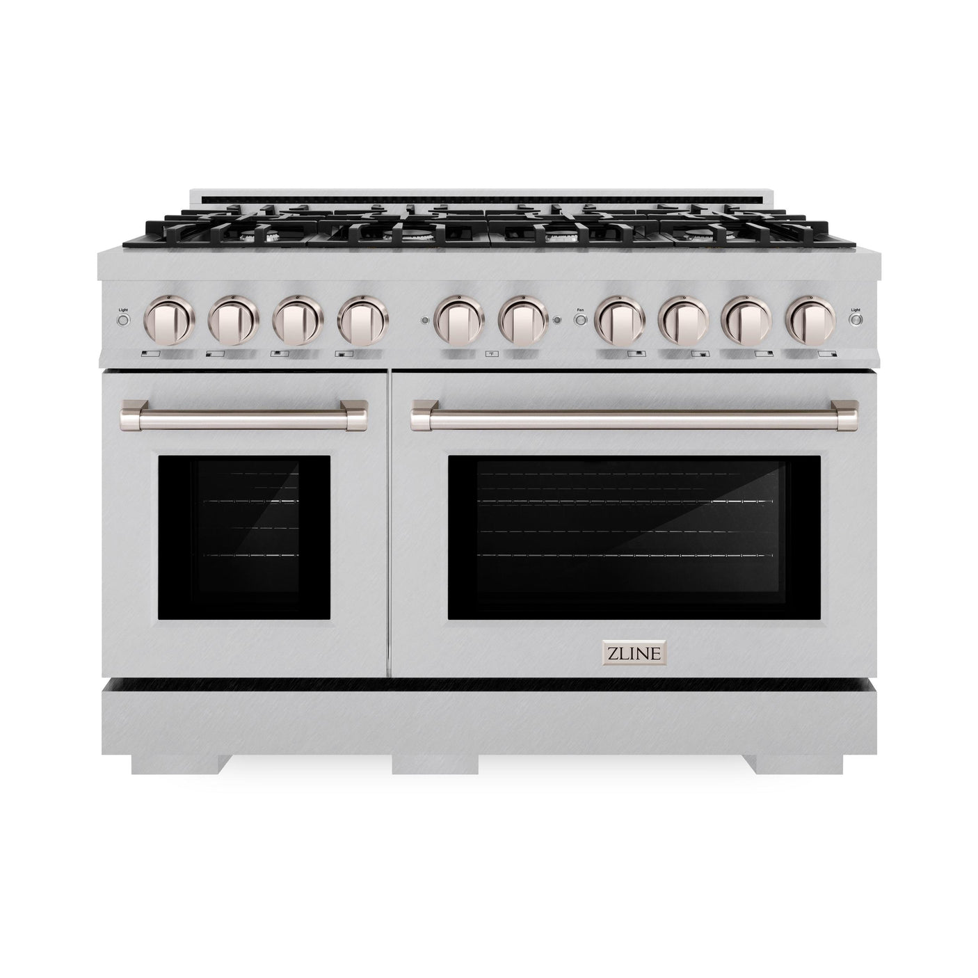 ZLINE 48 in. 6.7 cu. ft. Select Double Oven Gas Range with 8 Burner Cooktop in DuraSnow' Stainless Steel (HGRS-48)