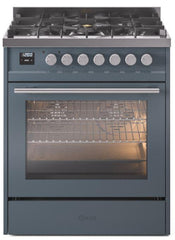 Professional Plus II 30 Inch Dual Fuel Natural Gas Freestanding Range in Blue Grey with Trim