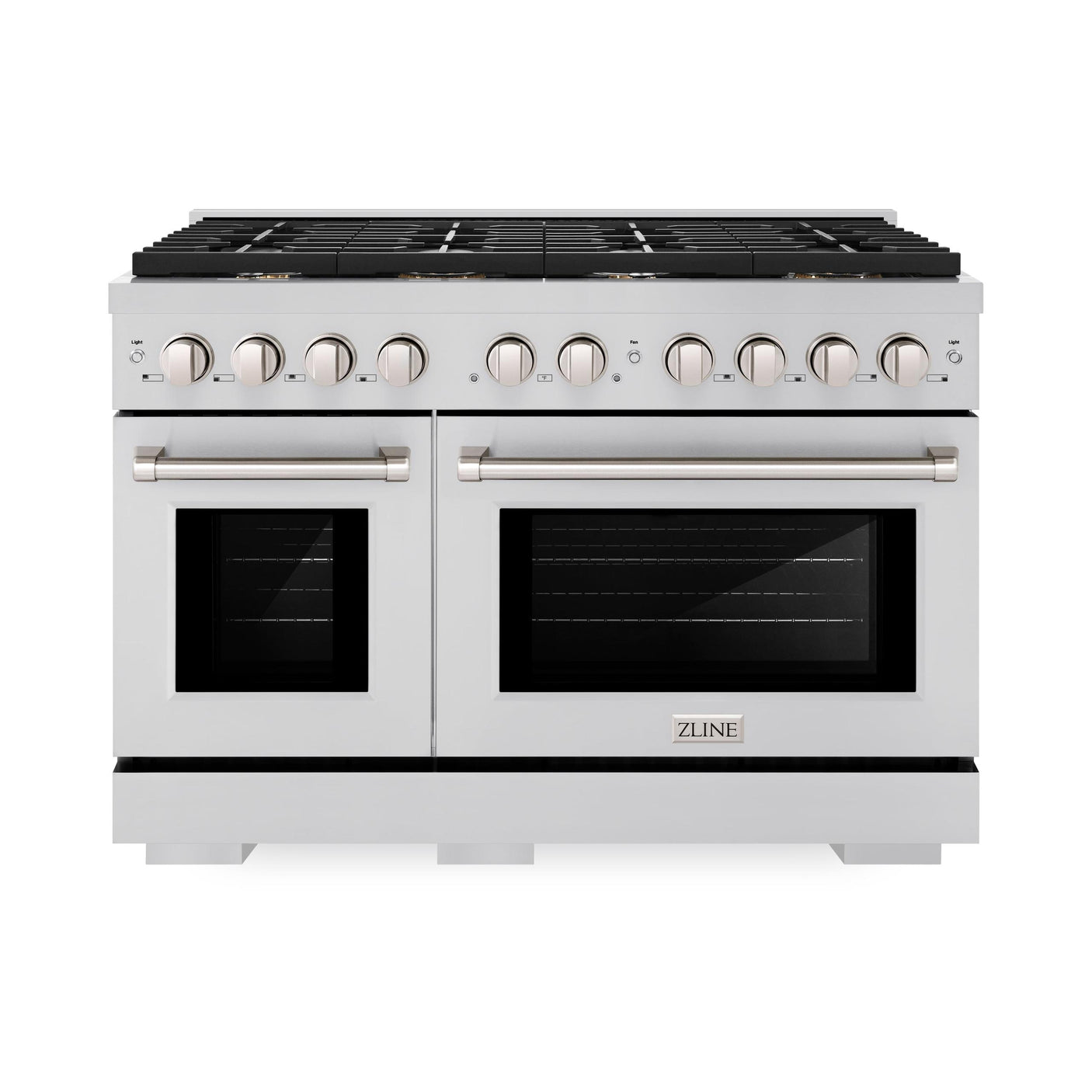 ZLINE 48 in. 6.7 cu. ft. Paramount Double Oven Dual Fuel Range in Stainless Steel with 8 Brass Burners (SDR-BR-48)