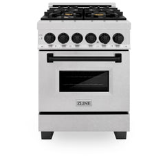 ZLINE Autograph Edition 24 in. 2.8 cu. ft. Dual Fuel Range with Gas Stove and Electric Oven in DuraSnow Stainless Steel with Accents (RASZ-SN-24) [Color: Matte Black]