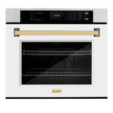 ZLINE 30 in. Autograph Edition Professional True Convection Single Wall Oven with Air Fry and Self Clean in Stainless Steel with White Matte Door and Polished Gold Handle (WASZ-WM-30-G)