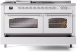 Nostalgie II 60 Inch Dual Fuel Liquid Propane Freestanding Range in White with Chrome Trim