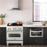 ZLINE Autograph Edition 30" 4.0 cu. ft. Dual Fuel Range with Gas Stove and Electric Oven in DuraSnow Stainless Steel with Accents (RASZ-SN-30) [Color: Gold]