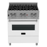 ZLINE 30 in. 4.0 cu. ft. Dual Fuel Range with Gas Stove and Electric Oven in All DuraSnow Stainless Steel with Color Door Options (RAS-SN-30) [Color: White Matte]