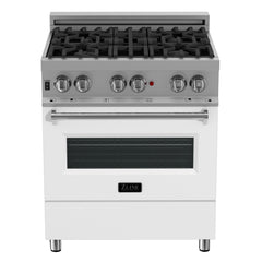 ZLINE 30 in. 4.0 cu. ft. Dual Fuel Range with Gas Stove and Electric Oven in All DuraSnow Stainless Steel with Color Door Options (RAS-SN-30) [Color: White Matte]