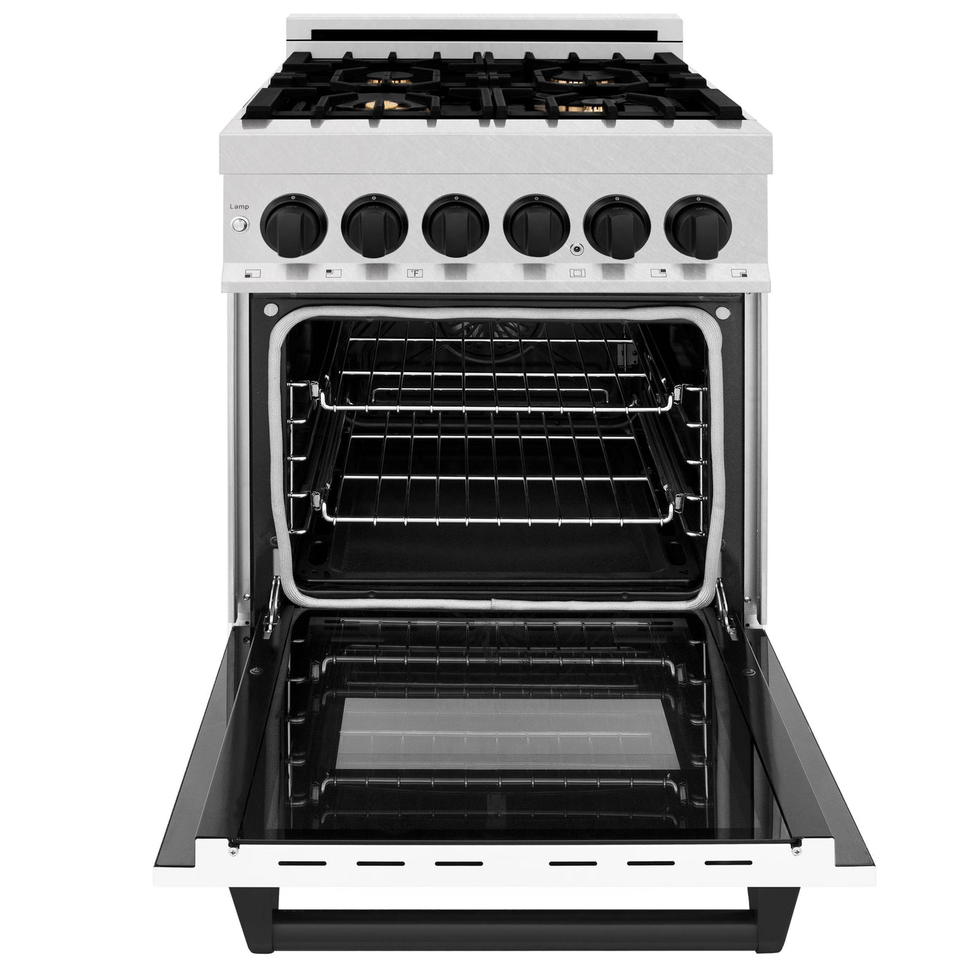 ZLINE Autograph Edition 24" 2.8 cu. ft. Dual Fuel Range with Gas Stove and Electric Oven in DuraSnow Stainless Steel with White Matte Door and Accents (RASZ-WM-24) [Color: Matte Black]