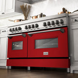 ZLINE 60 in. 7.4 cu. ft. Dual Fuel Range with Gas Stove and Electric Oven in Stainless Steel with Color Options (RA60) [Color: Red Gloss]