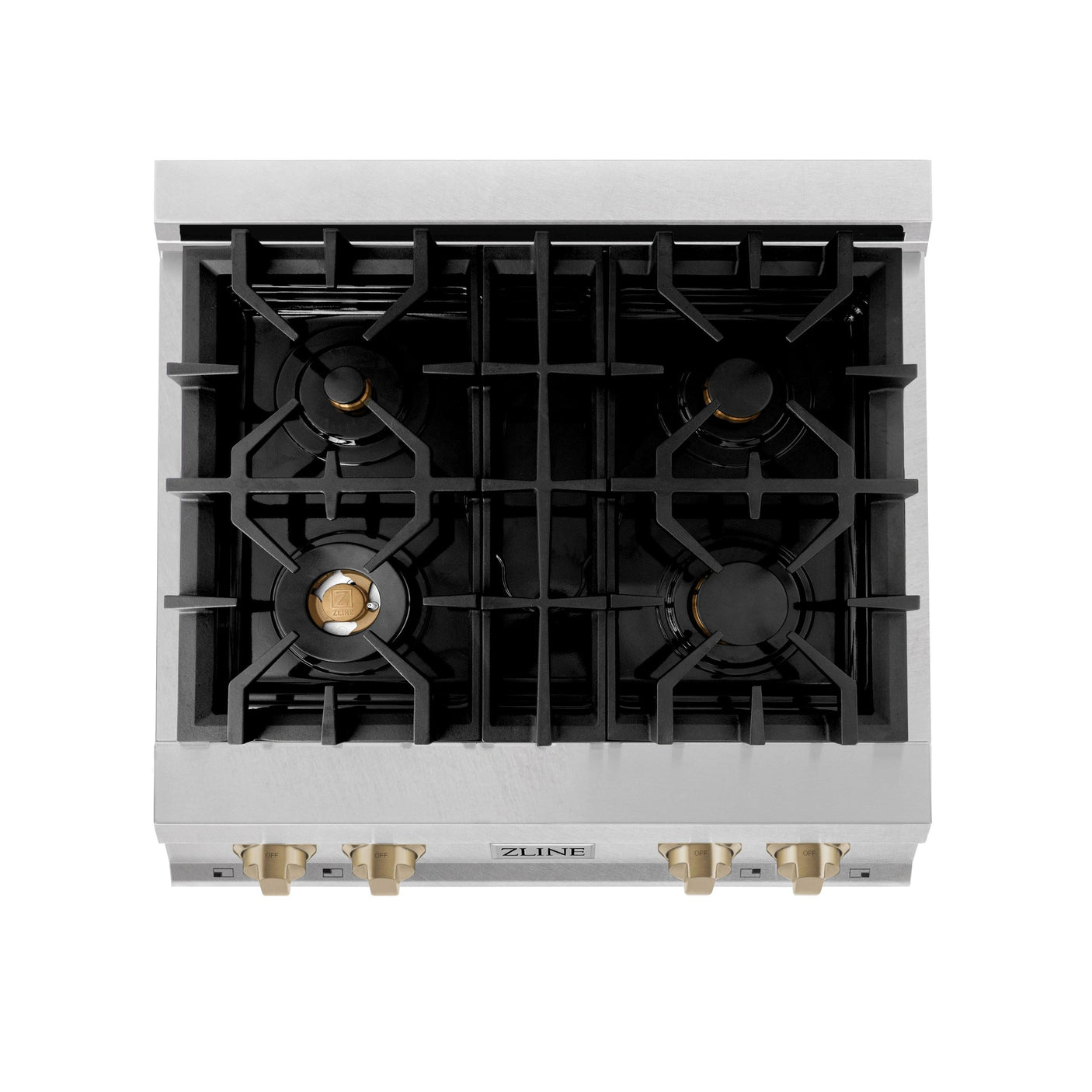 ZLINE Autograph Edition 30" Porcelain Rangetop with 4 Gas Burners in Fingerprint Resistant Stainless Steel and Champagne Bronze Accents (RTSZ-30-CB) [Color: Champagne Bronze Accents]