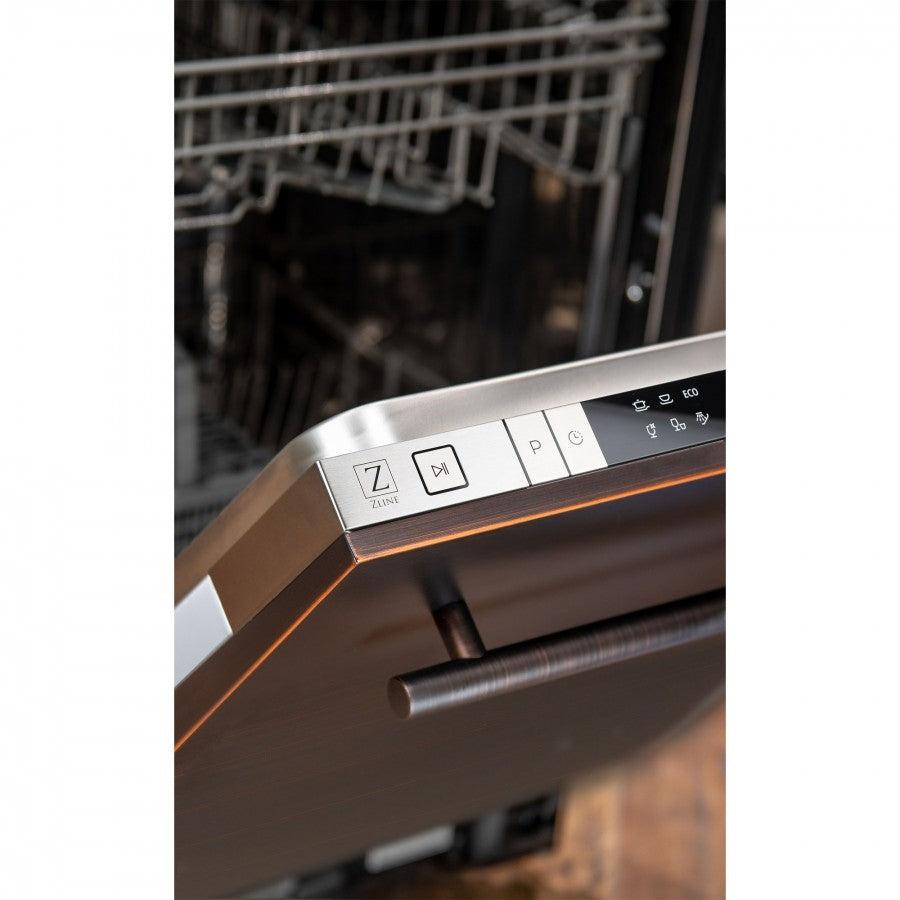 ZLINE 18 in. Compact Top Control Dishwasher with Stainless Steel Tub and Modern Style Handle, 52 dBa (DW-18) [Color: Oil Rubbed Bronze]