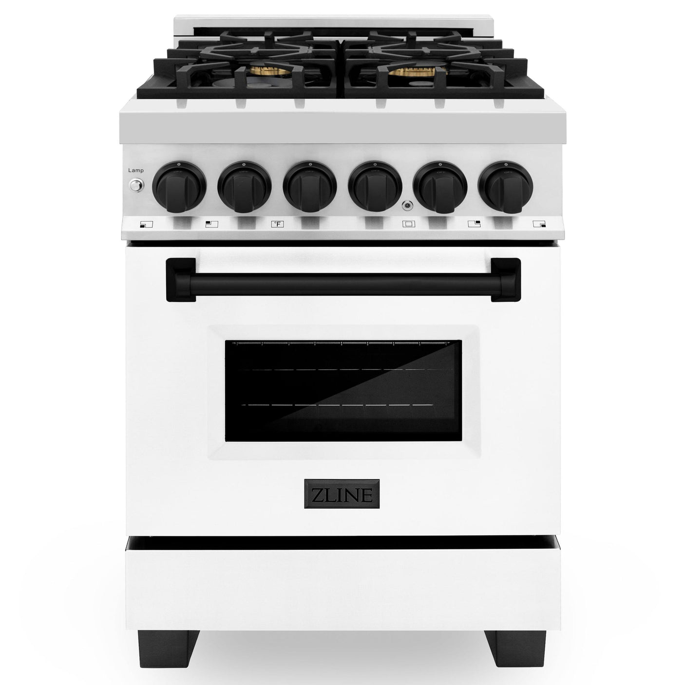 ZLINE Autograph Edition 24" 2.8 cu. ft. Dual Fuel Range with Gas Stove and Electric Oven in Stainless Steel with White Matte Door and Accents (RAZ-WM-24) [Color: Matte Black]