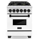 ZLINE Autograph Edition 24" 2.8 cu. ft. Dual Fuel Range with Gas Stove and Electric Oven in Stainless Steel with White Matte Door and Accents (RAZ-WM-24) [Color: Matte Black]