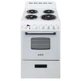 Avanti 20" Electric Range Oven with Framed Glass Door - White / 2.1 cu. ft.