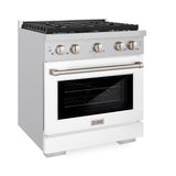 ZLINE 30 in. 4.2 cu. ft. Paramount Dual Fuel Range with 4 Burner Gas Cooktop and Electric Convection Oven in Stainless Steel with White Matte Door (SDR-WM-30)