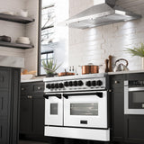 ZLINE Autograph Edition 48" 6.0 cu. ft. Range with Gas Stove and Gas Oven in Stainless Steel with White Matte Door with Accents (RGZ-WM-48) [Color: Matte Black]