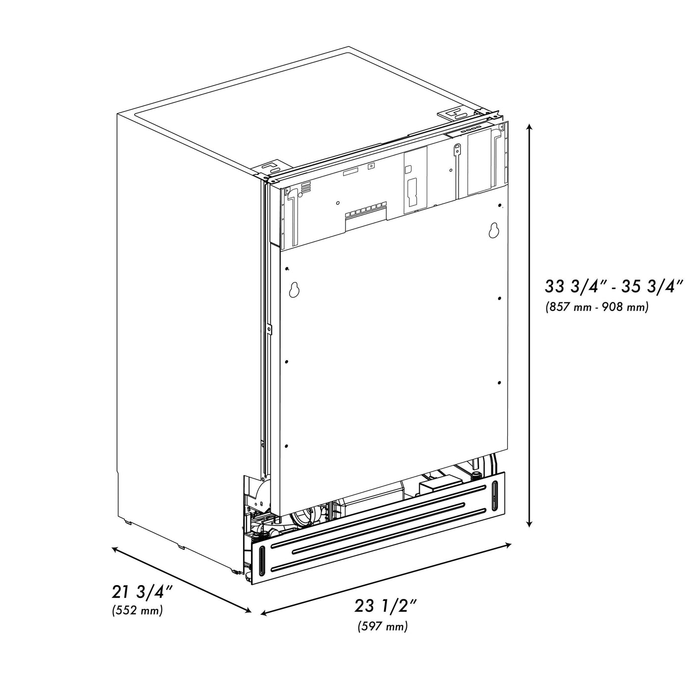 ZLINE 24" Tallac Series 3rd Rack Dishwasher in Custom Panel Ready with Stainless Steel Tub, 51dBa (DWV-24)