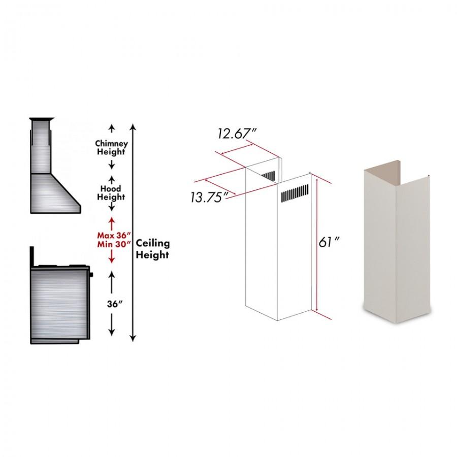 ZLINE 61" Wooden Chimney Extension for Ceilings up to 12.5 ft. (321TT-E)