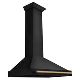 ZLINE 36 in. Autograph Edition Black Stainless Steel Wall Mount Range Hood With Champagne Bronze Handle (BSKB4Z-36-CB)