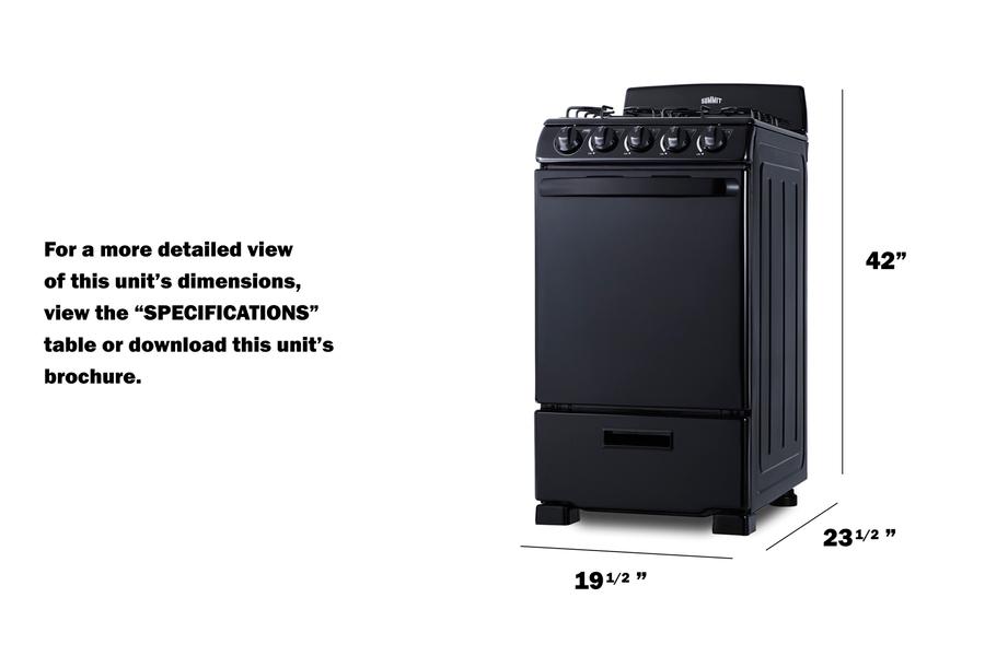 20" Wide Gas Range