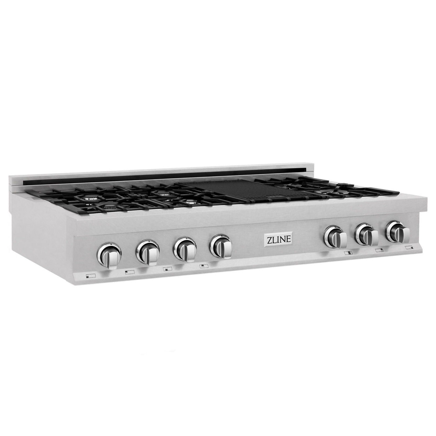 ZLINE 48" Porcelain Gas Stovetop in Fingerprint Resistant Stainless Steel with 7 Gas Burners and Griddle (RTS-48) [Color: DuraSnow Stainless Steel]