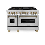 ZLINE Autograph Edition 48" 6.0 cu. ft. Range with Gas Stove and Gas Oven in Stainless Steel with Accents (RGZ-48) [Color: Champagne Bronze]