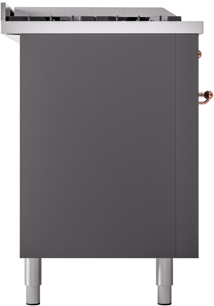 Nostalgie II 60 Inch Dual Fuel Liquid Propane Freestanding Range in Matte Graphite with Copper Trim