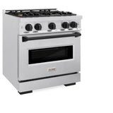 ZLINE Autograph Edition 30 in. 4.2 cu. ft. Classic Dual Fuel Range with 4 Burner Gas Cooktop and Electric Convection Oven in DuraSnow' Stainless Steel with Matte Black Accents (CDRSZ-30-MB)