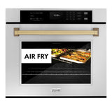 ZLINE 30 in. Autograph Edition Professional True Convection Single Wall Oven with Air Fry and Self Clean in Stainless Steel with Champagne Bronze Handle (WASZ-30-CB)