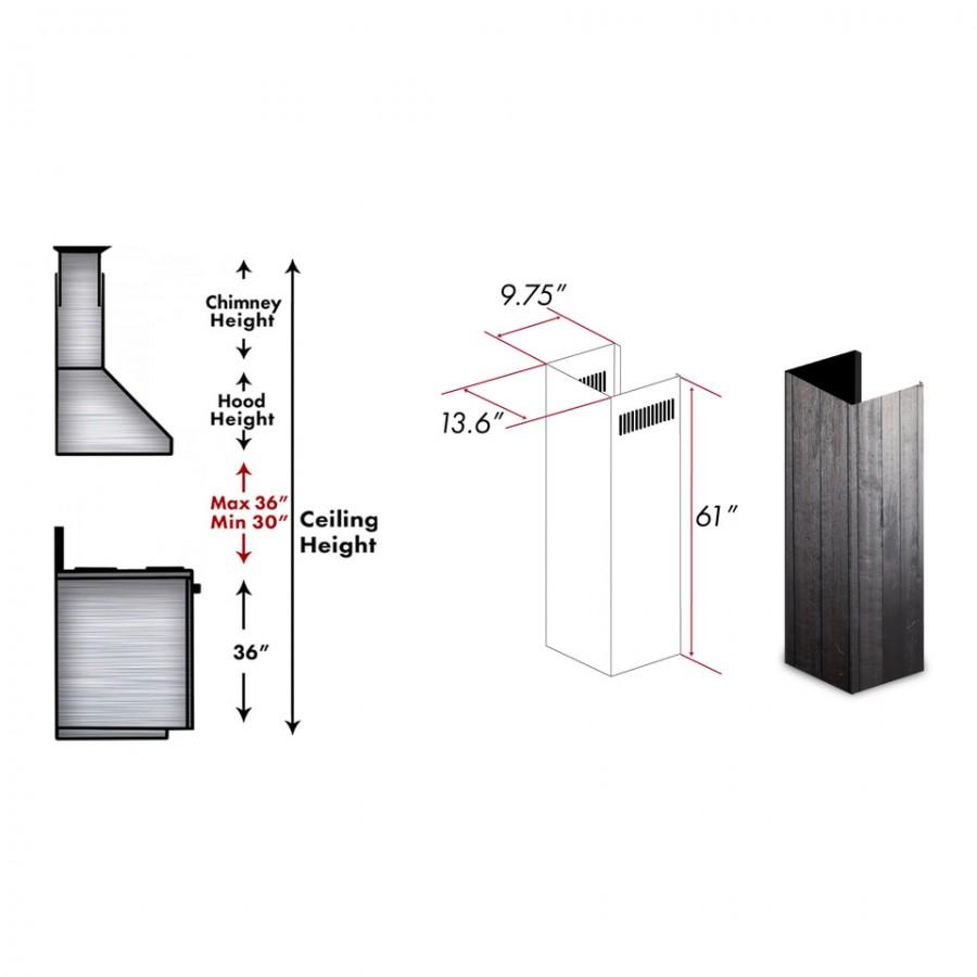 ZLINE 61 in. Wooden Chimney Extension for Ceilings up to 12 ft. (KPDD-E)