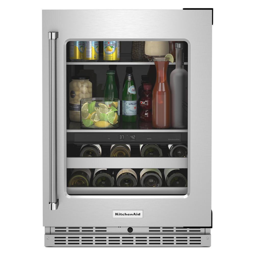 24" Beverage Center with Glass Door and Metal-Front Racks