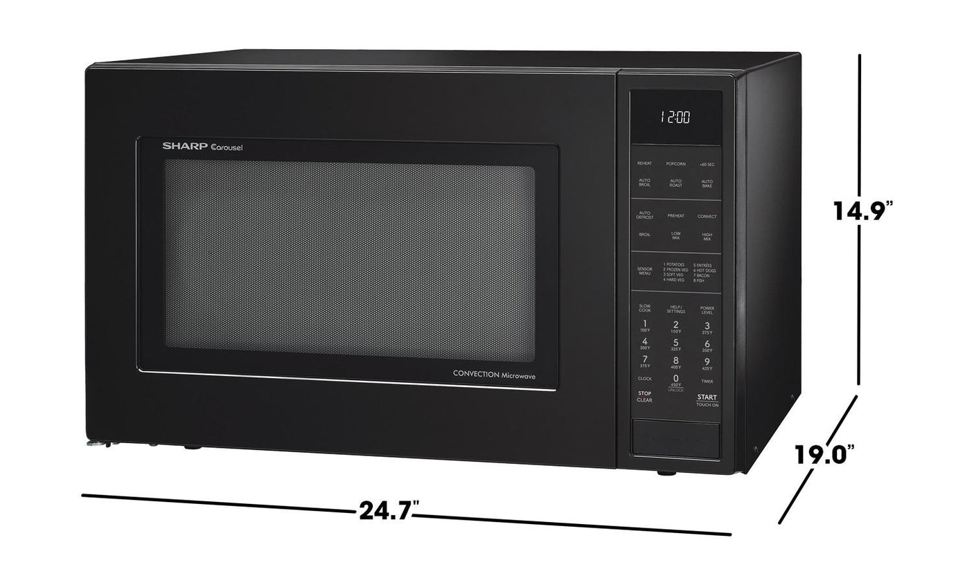 Sharp 1.5 cu. ft. 900W Black Convection Countertop Microwave Oven