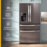 36-inch Wide 4 Door Refrigerator with Prep and Store Bins - 26 Cu. Ft.