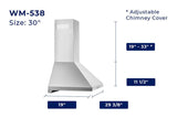 Hauslane  Chef 30-in Convertible Stainless Steel Wall-Mounted Range Hood