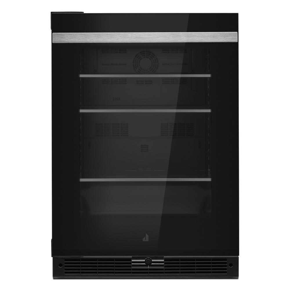 24" NOIR™ Under Counter Glass Door Refrigerator, Left Swing