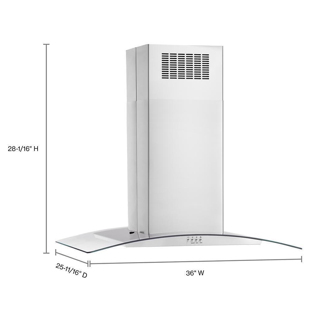 36" Curved Glass Island Mount Range Hood