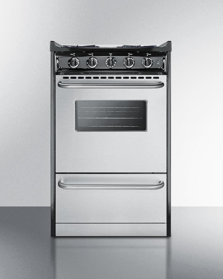 20" Wide Gas Range, Open Burners