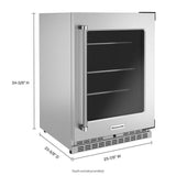 24" Undercounter Refrigerator with Glass Door and Shelves with Metallic Accents