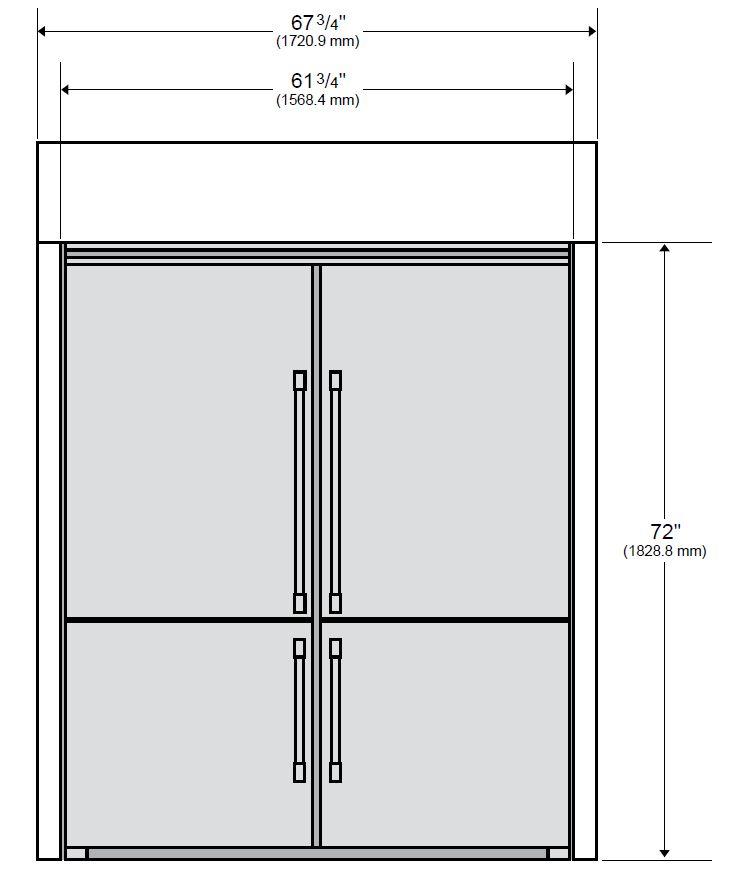 72" Built-In Trim Kit for Dual 30" Free Standing Refrigerator Installation