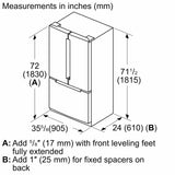 800 Series French Door Bottom Mount Refrigerator 36" Stainless steel (with anti-fingerprint)