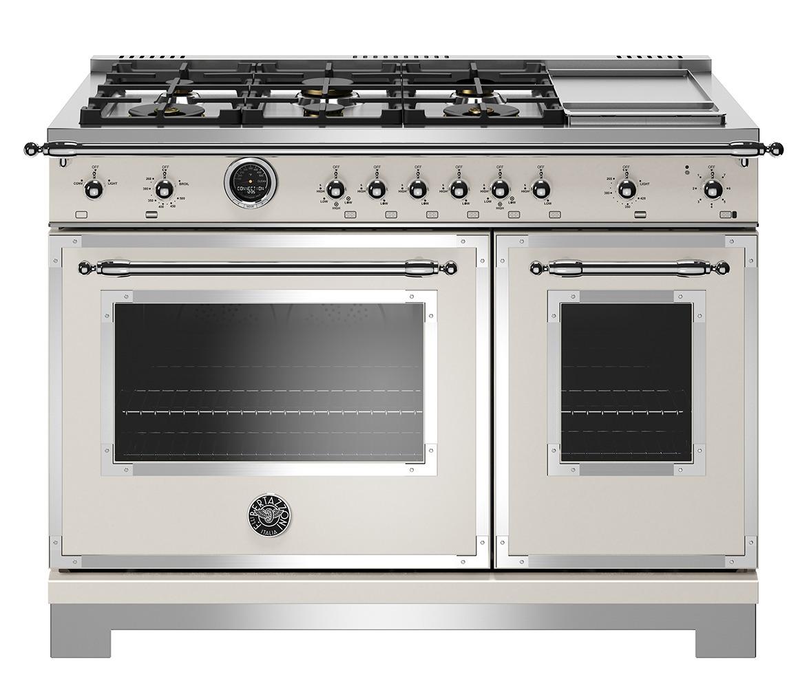 48" Hertitage Series range - Electric self clean oven - 6 brass burners + griddle