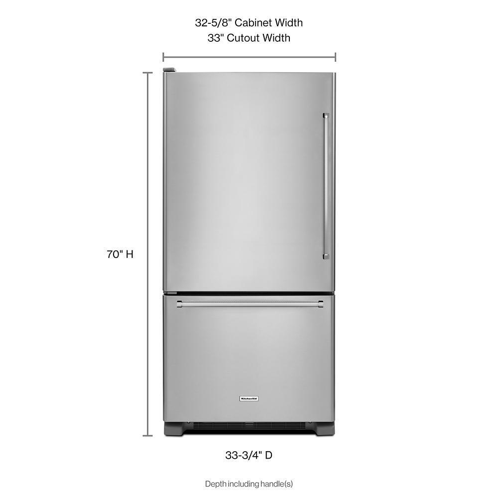 22 cu. ft. 33-Inch Width Full Depth Non Dispense Bottom Mount Refrigerator