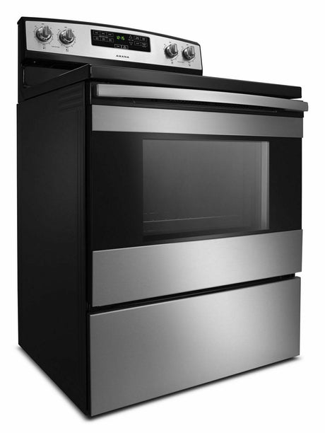 30-inch Amana® Electric Range with Bake Assist Temps - Black-on-Stainless