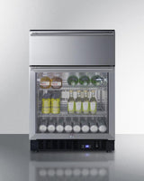 24" Wide Built-in Commercial Beverage Refrigerator With Top Drawer