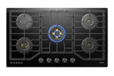 ROBAM Black Gold Series 36 in. 5-Burner 37,200 BTU Gas Cooktop with Brass Burners, Power Burner at 17,000 BTU, Waterproof from Water & Residues, Continuous Grates, Safety Flame Shutoff