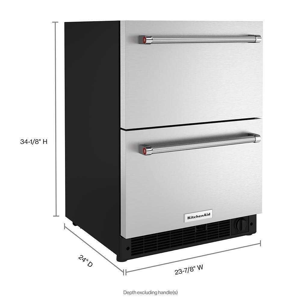 24" Stainless Steel Undercounter Double-Drawer Refrigerator/Freezer