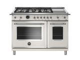 48 inch Dual Fuel Range, 6 Brass Burners and Griddle, Electric Self Clean Oven Avorio